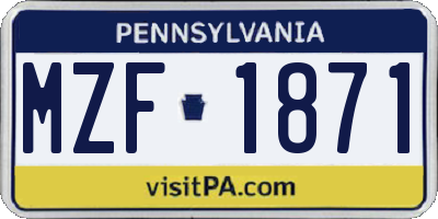 PA license plate MZF1871