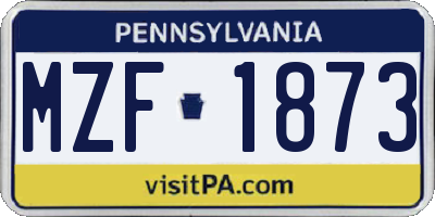 PA license plate MZF1873