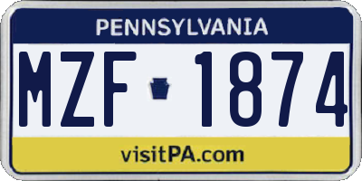 PA license plate MZF1874