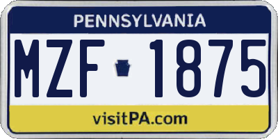 PA license plate MZF1875