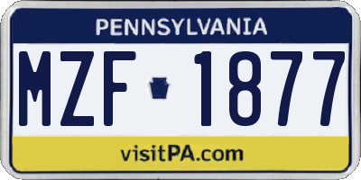 PA license plate MZF1877