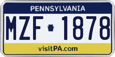 PA license plate MZF1878
