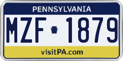 PA license plate MZF1879