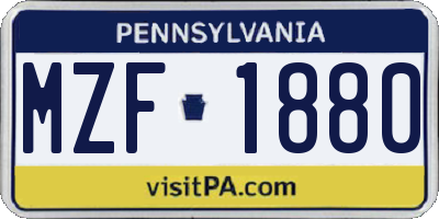 PA license plate MZF1880