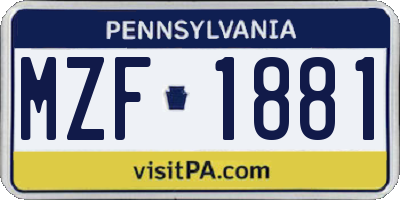 PA license plate MZF1881
