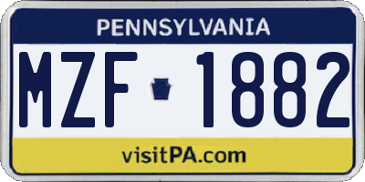 PA license plate MZF1882