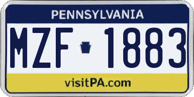 PA license plate MZF1883