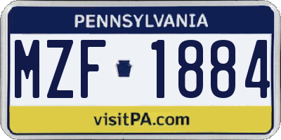 PA license plate MZF1884