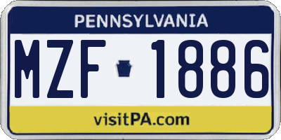 PA license plate MZF1886