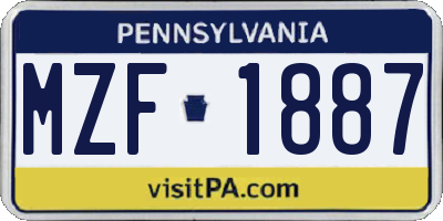 PA license plate MZF1887