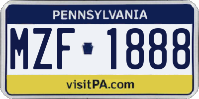 PA license plate MZF1888