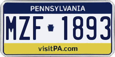 PA license plate MZF1893