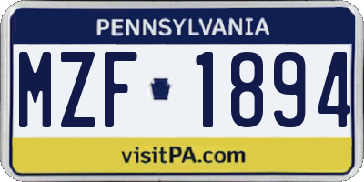 PA license plate MZF1894