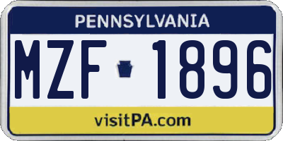 PA license plate MZF1896