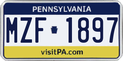 PA license plate MZF1897