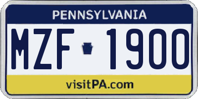 PA license plate MZF1900