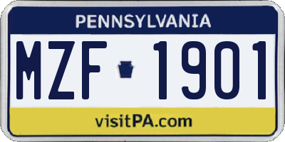 PA license plate MZF1901