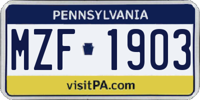 PA license plate MZF1903