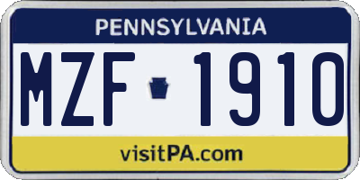 PA license plate MZF1910