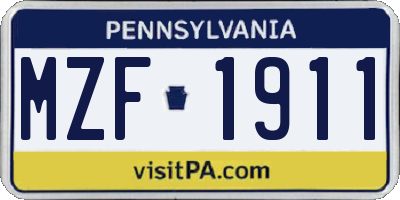 PA license plate MZF1911
