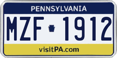 PA license plate MZF1912