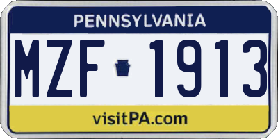 PA license plate MZF1913