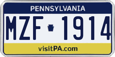 PA license plate MZF1914