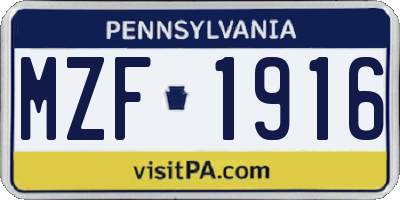 PA license plate MZF1916