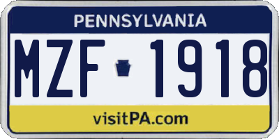 PA license plate MZF1918