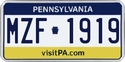 PA license plate MZF1919