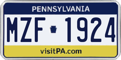 PA license plate MZF1924