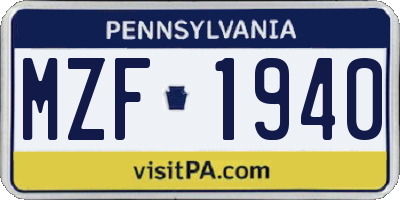 PA license plate MZF1940