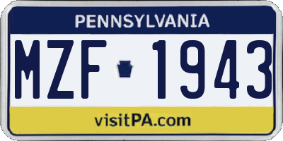 PA license plate MZF1943