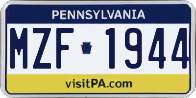 PA license plate MZF1944