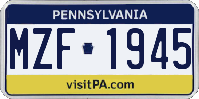PA license plate MZF1945