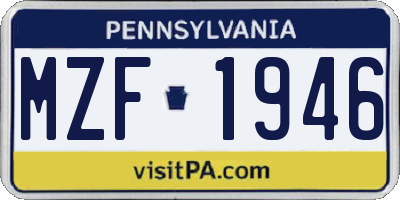 PA license plate MZF1946