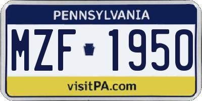 PA license plate MZF1950