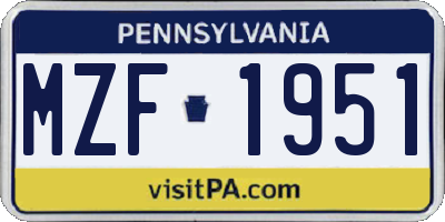 PA license plate MZF1951