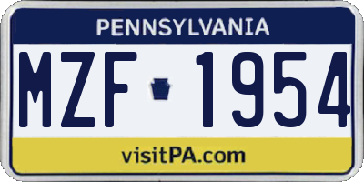 PA license plate MZF1954