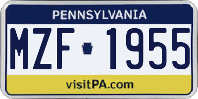 PA license plate MZF1955