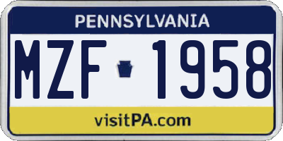 PA license plate MZF1958
