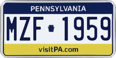 PA license plate MZF1959