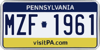 PA license plate MZF1961