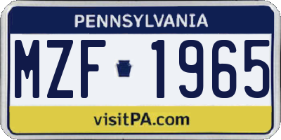 PA license plate MZF1965