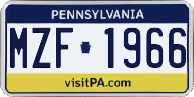 PA license plate MZF1966