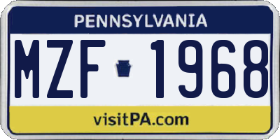 PA license plate MZF1968
