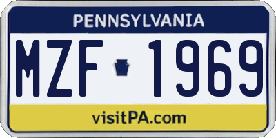 PA license plate MZF1969