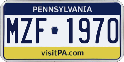 PA license plate MZF1970