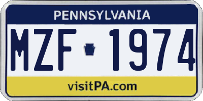 PA license plate MZF1974