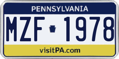 PA license plate MZF1978